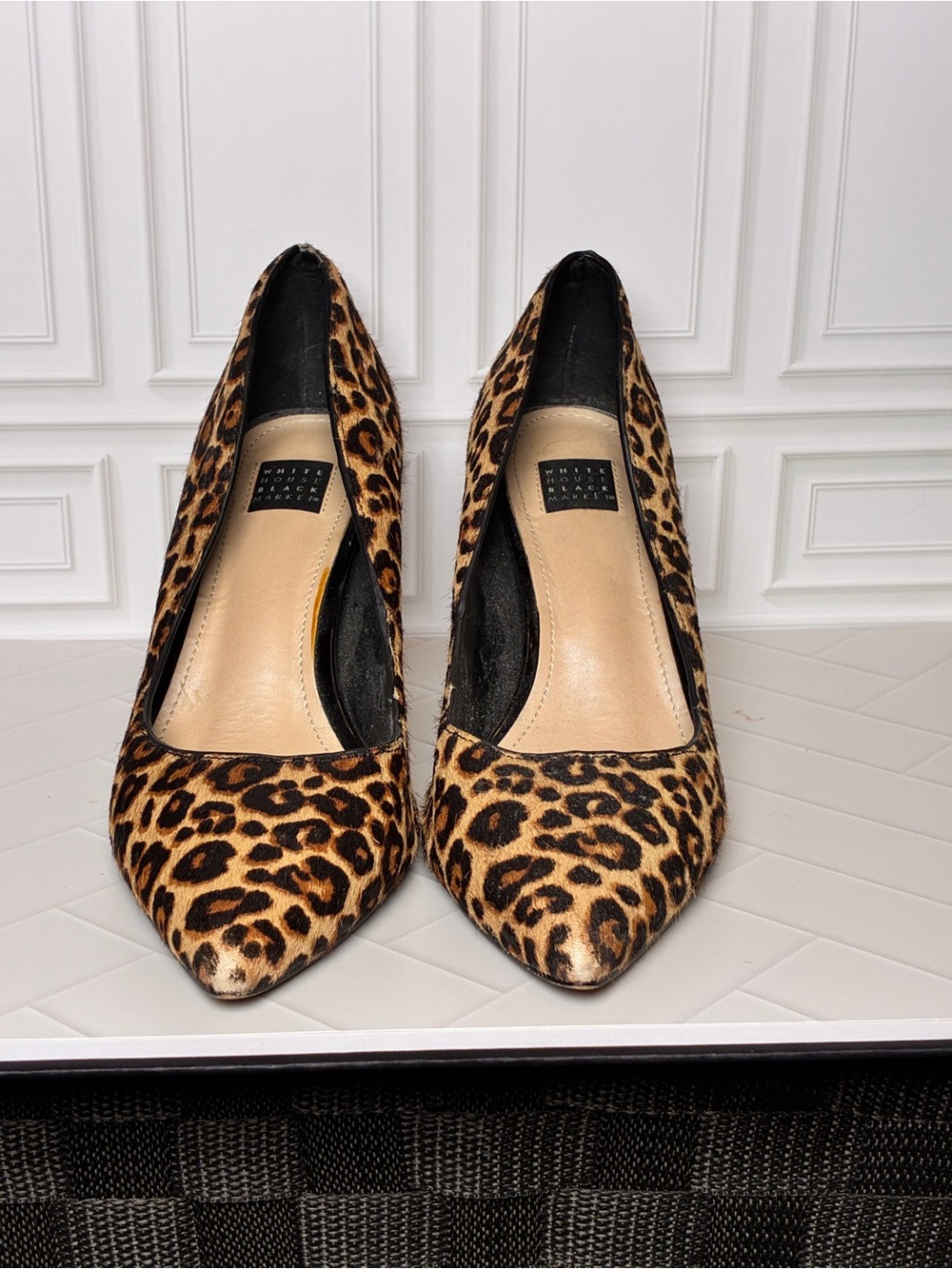 White House Black Market Leopard Print Pointed Toe Pumps - Brown/Black